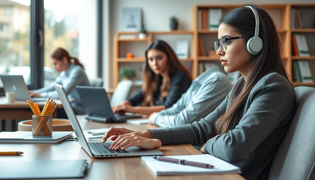 Students collaborating in study space